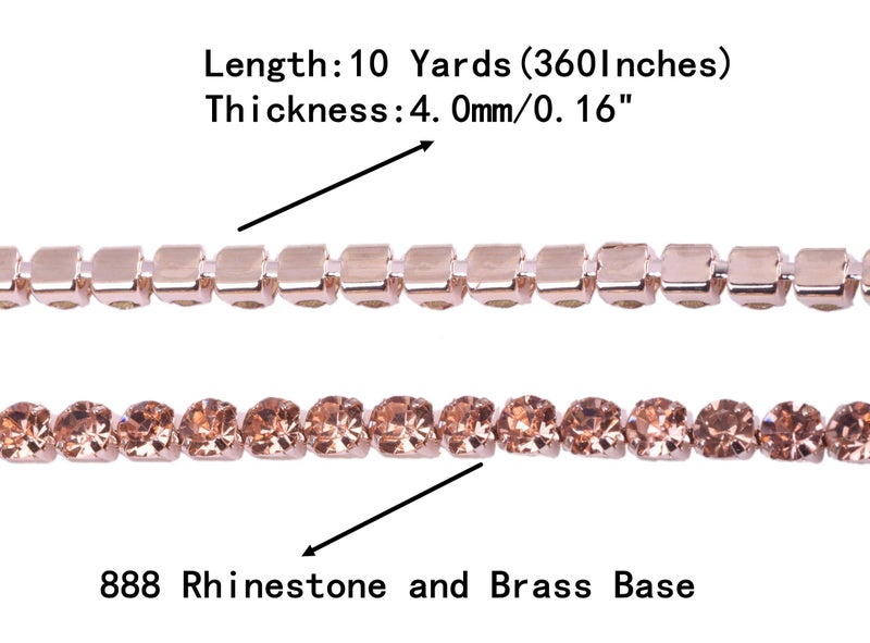 KAOYOO 10 Yards 4MM Crystal Rhinestone Close Chain Trim for Sewing Crafts,DIY Decoration - Image 2